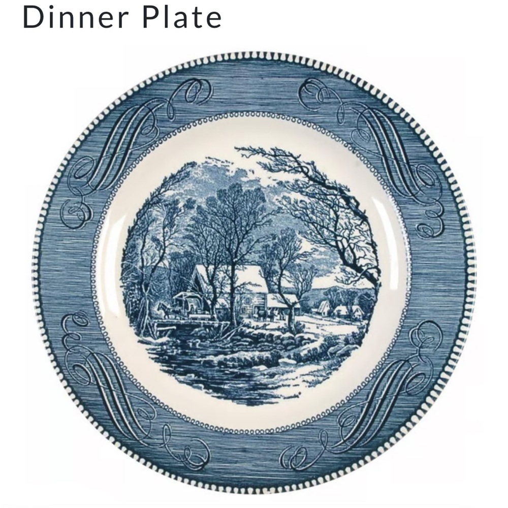 Currier and Ives vintage dinner plate by Royal “The Old Grist Mill”